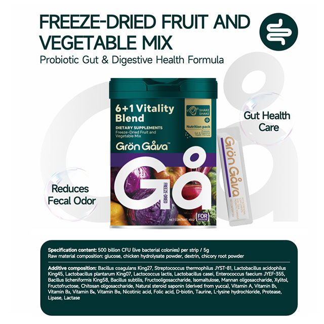 FREEZE-DRIED FRUIT AND VEGGIE BLEND PROBIOTIC GUT & DIGESTIVE HEALTH FORMULA